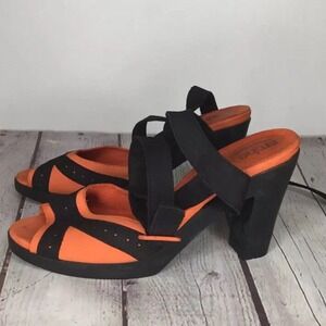 Arche Leiga Black/Coral Orange‎ Slingback Hight Heeles Sandal Women 41/US10-10.5